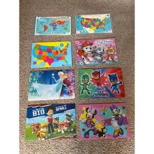 Lot of 8 Kids Educational & Character Placemats Tot Talk USA World Map Disney